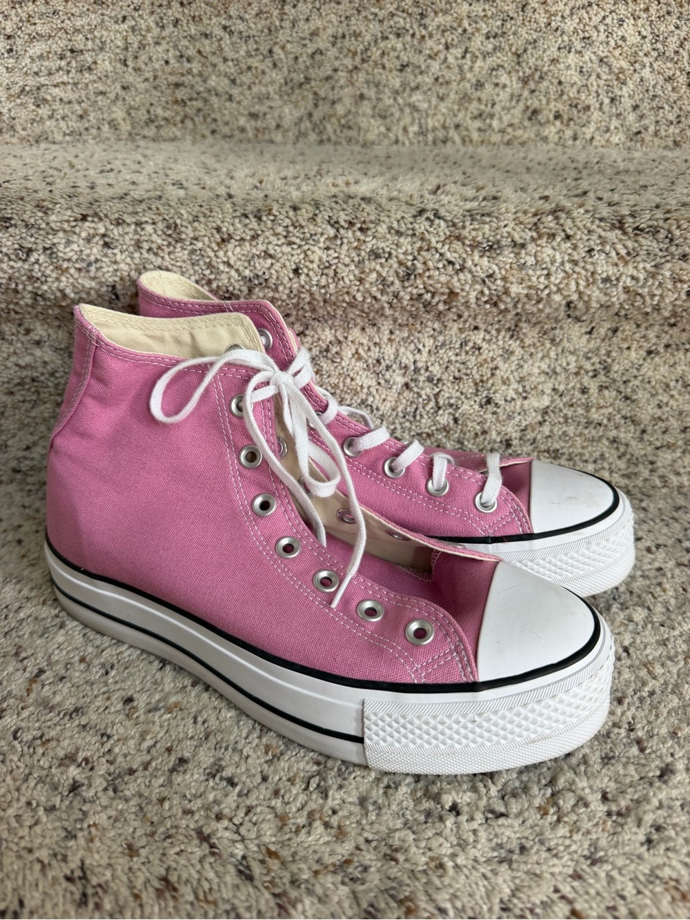 Pink High-Top Canvas Sneakers - Women